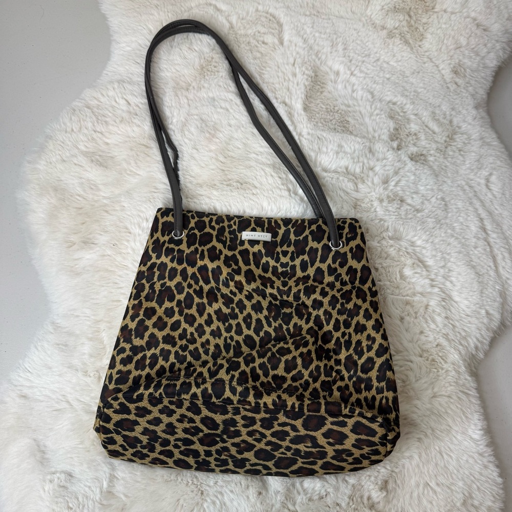 Vintage 90s Nine West Leopard Print Shoulder Bag with Black Straps